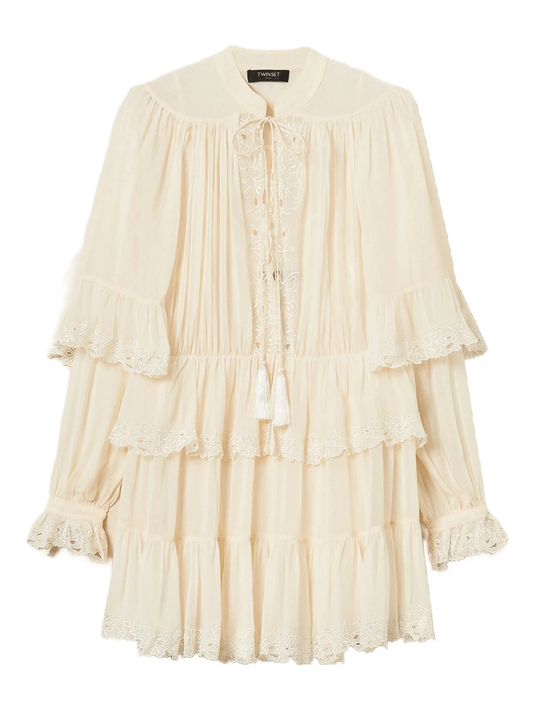 

Платье с вышивкой Twinset, бежевый