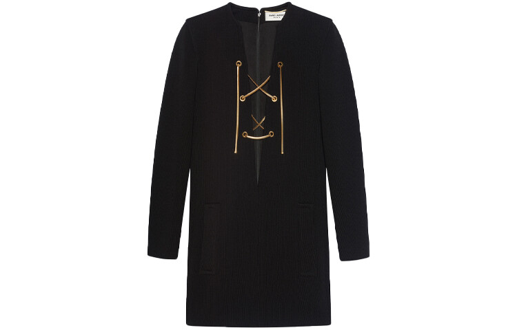

Платье с длинными рукавами женское черное Saint Laurent