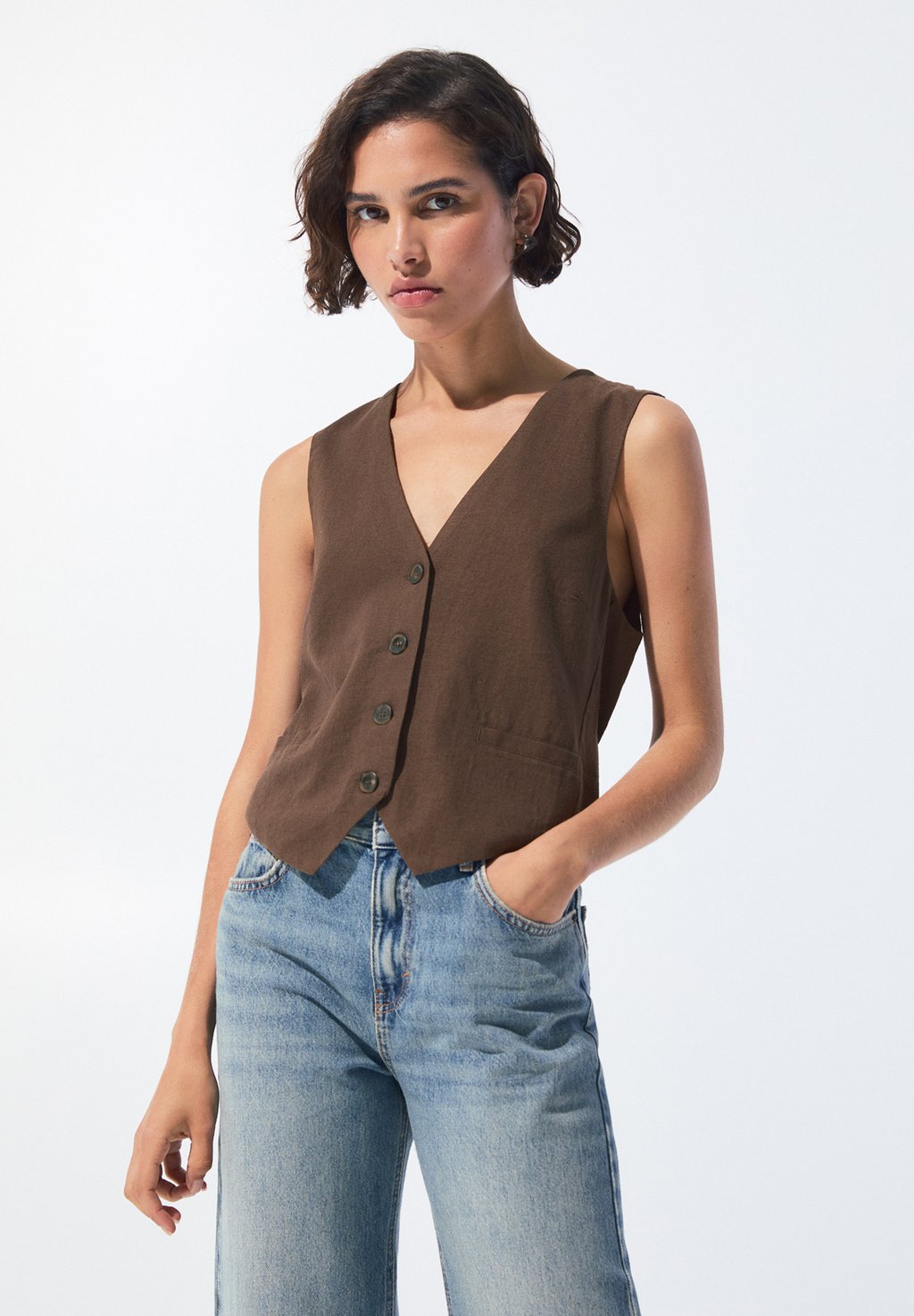 

Жилет PULL&BEAR, темно-коричневый