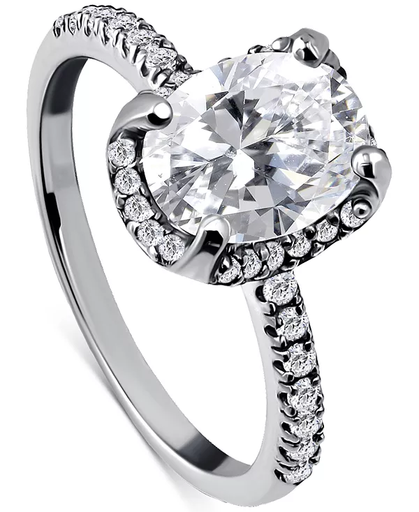 

Кольцо с овальным ореолом из кубического циркония, покрытое 18-каратным золотом, эксклюзивно в Macy's Giani Bernini, silver