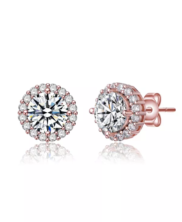 

Элегантные круглые серьги-гвоздики с цветными круглыми кубическими цирконами Rachel Glauber, pink