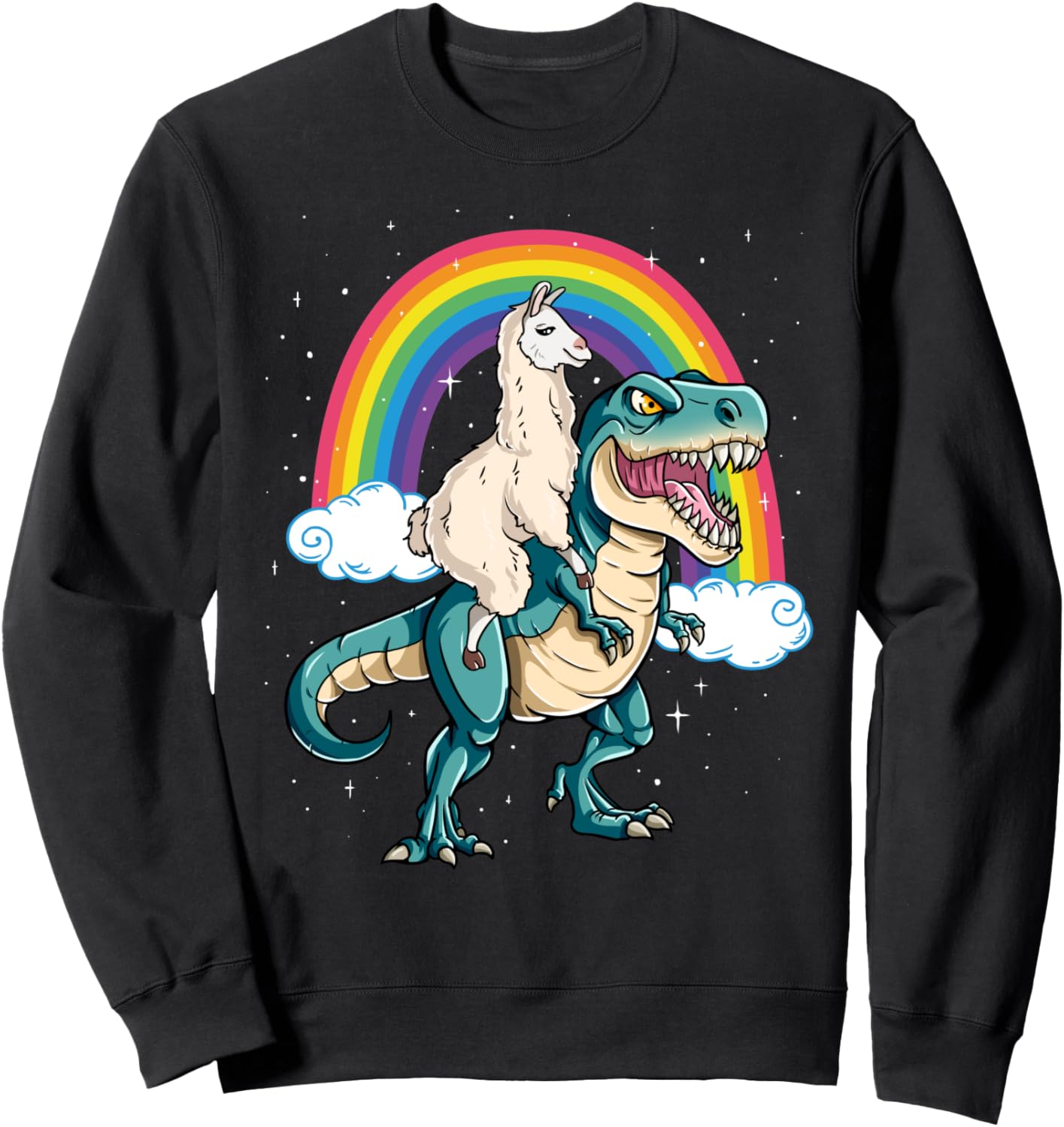 

Толстовка с динозавром Тираннозавром Рексом, радужным облаком и блестящей ламой Check Out My Llama Shirts, черный
