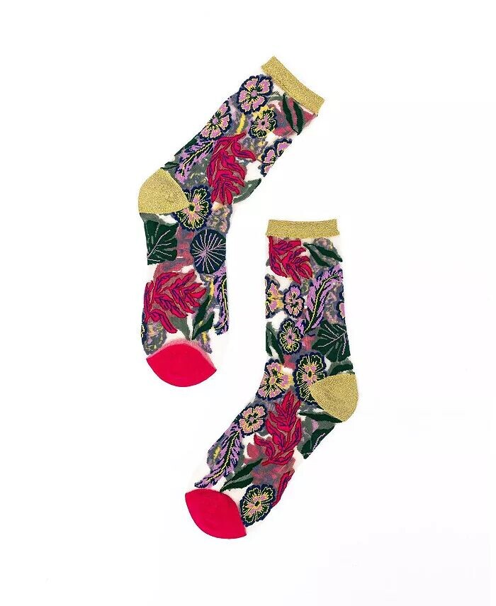 

Женские прозрачные носки с праздничным цветочным принтом Sock Candy, мультиколор