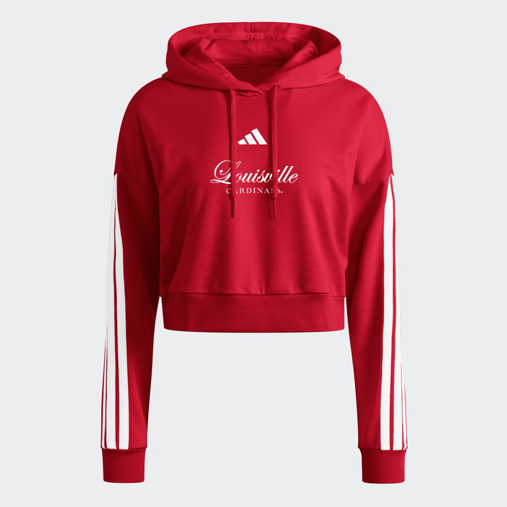 

Худи Adidas Louisville Cardinals Essentials 3-Stripes Crop Hoodie, цвет Team Power Red/White/Multi