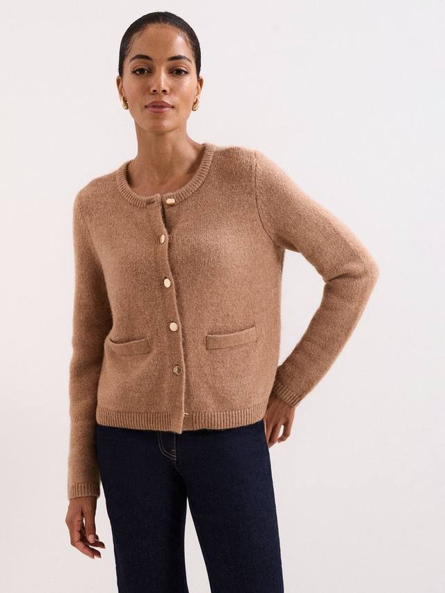 

Кардиган с воротником-стойкой цвета нефрита Phase Eight, Camel