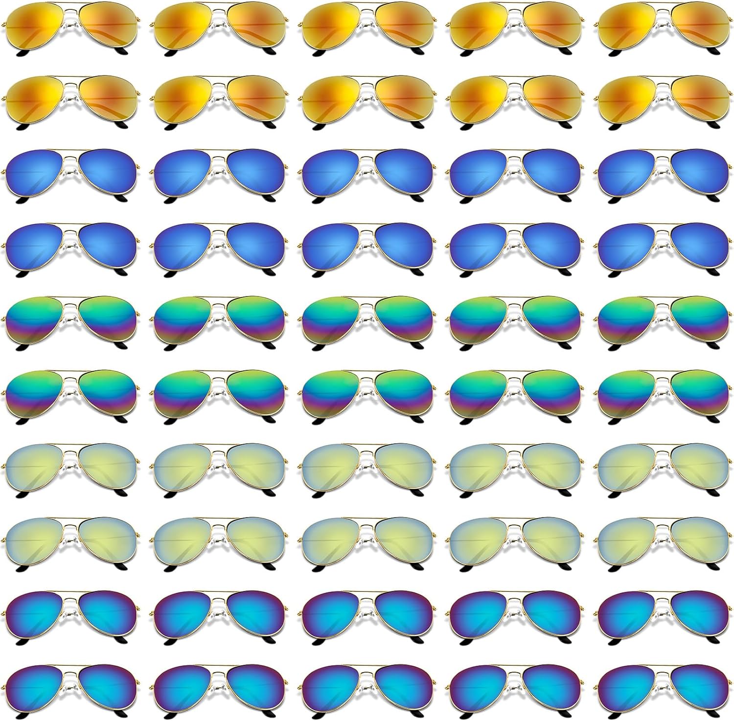 

Mepase 50 шт. Классические солнцезащитные очки-пилот оптом для мужчин и женщин, поляризованные солнцезащитные очки-пилот, очки для вождения с защитой от УФ-излучения, металлическая оправа, Gold, Assorted Colors