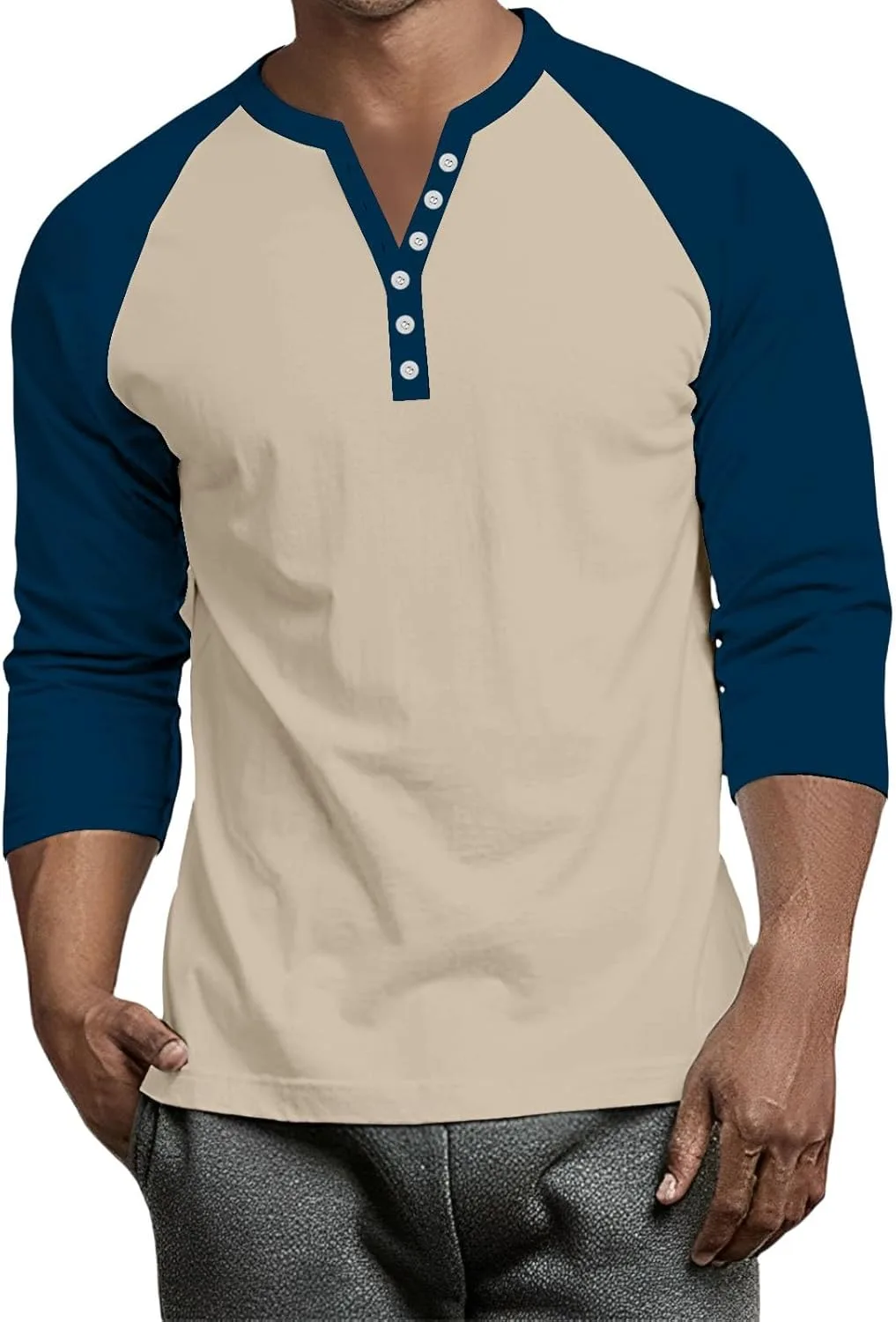

Мужская бейсбольная футболка с коротким рукавом Henley Athletic Fit WENKOMG1