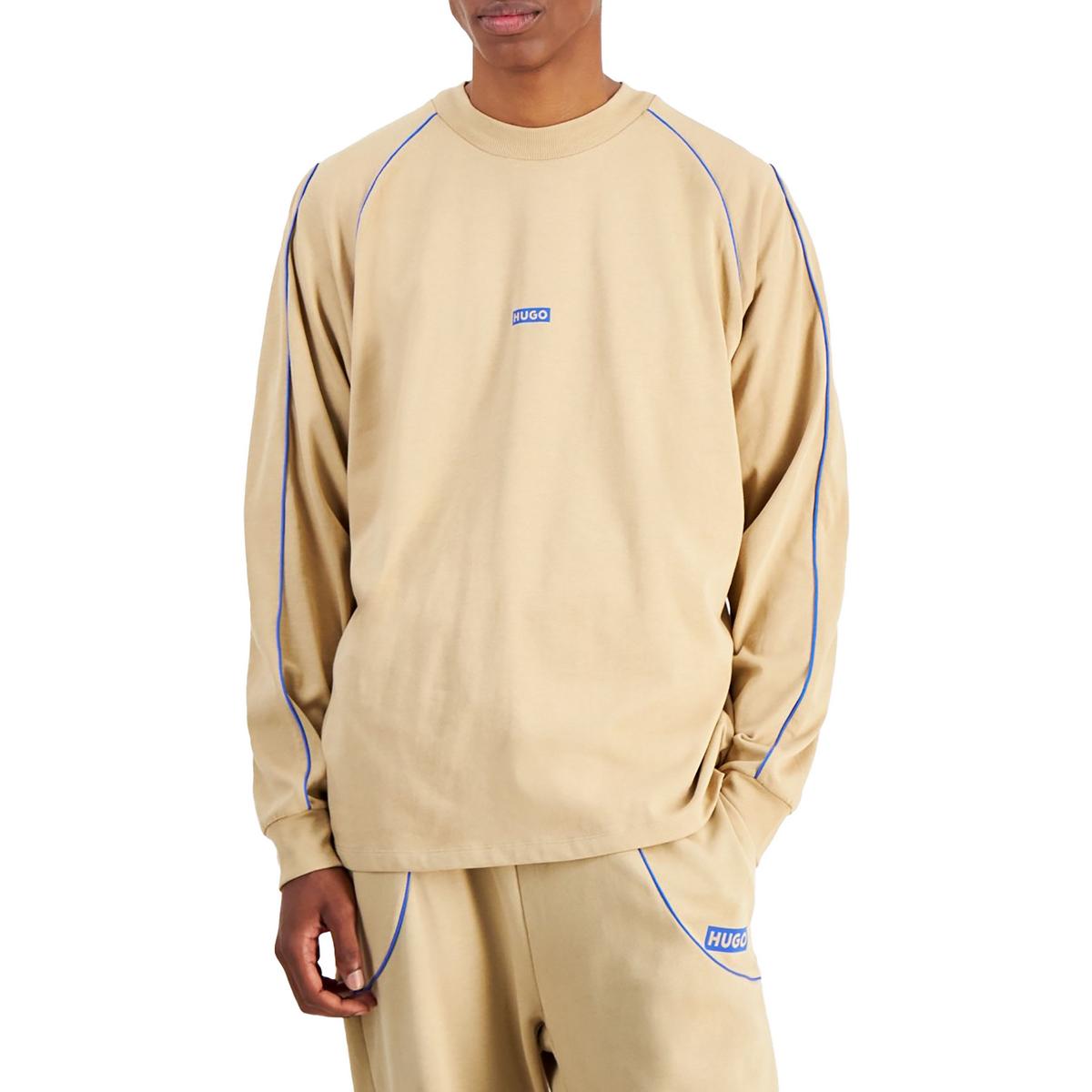 

Мужская хлопковая футболка с окантовкой HUGO, цвет medium beige