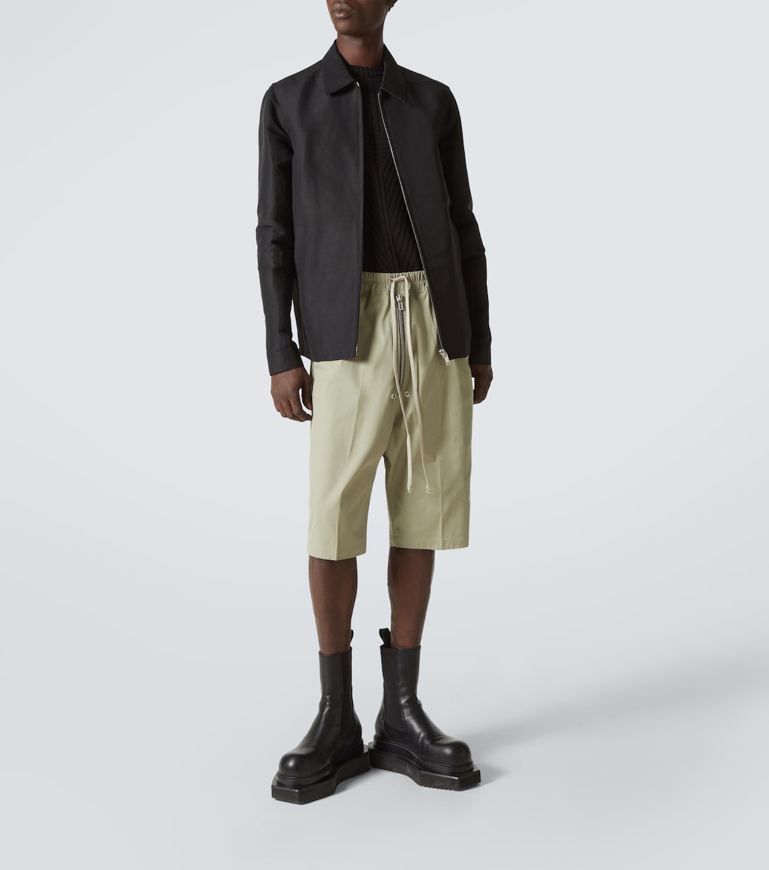 Шорты-бермуды Bela Pods из хлопковой смеси поплина Rick Owens, Celadon — фото 2