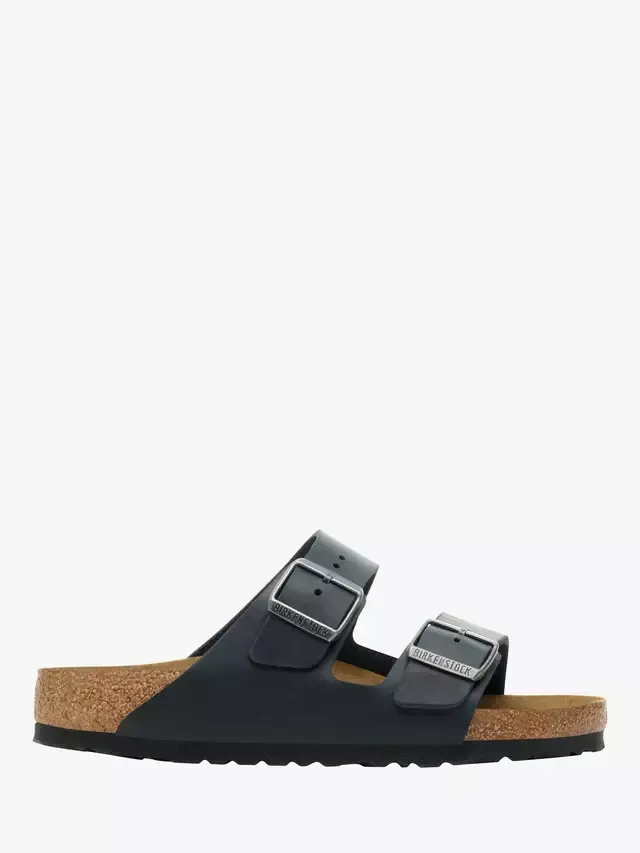 Сандалии Arizona с двумя ремешками из промасленной кожи, черные Birkenstock