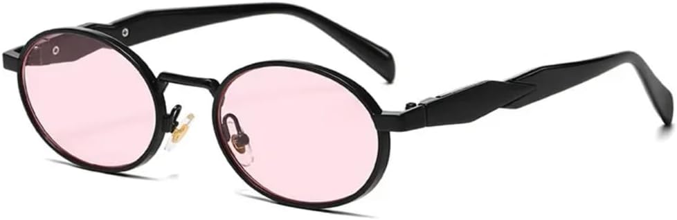 

Солнцезащитные очки с защитой от УФ-излучения UV400 | Маленькая металлическая овальная оправа в стиле стимпанк | для женщин и мужчин, для занятий спортом на открытом воздухе и вождения generic, Black Pink