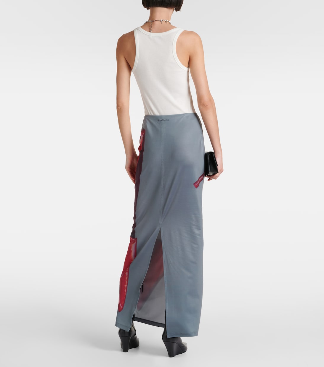 Юбка макси с принтом Emay Acne Studios, Dark Grey/Red — фото 3