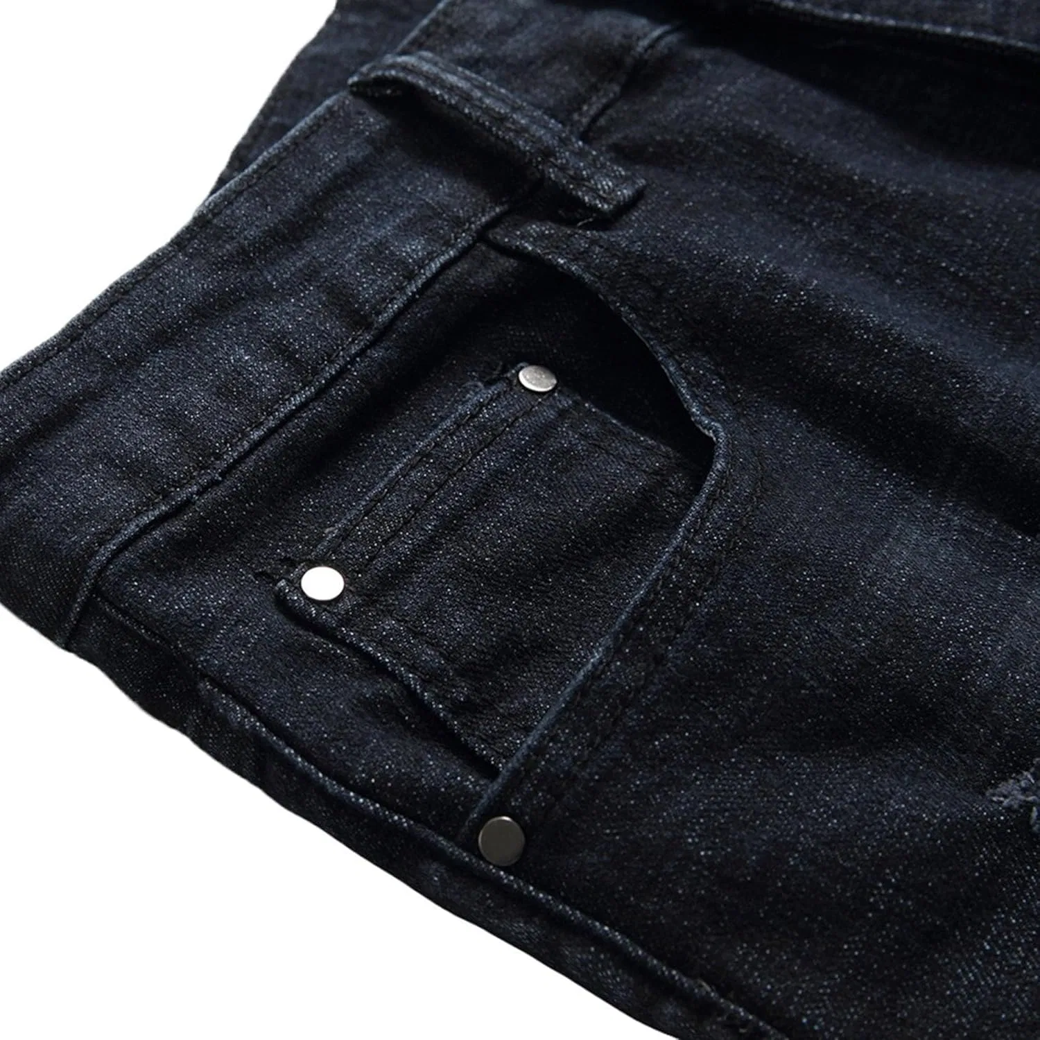 Джинсы прямые, байкерский стиль, черный — фото 3