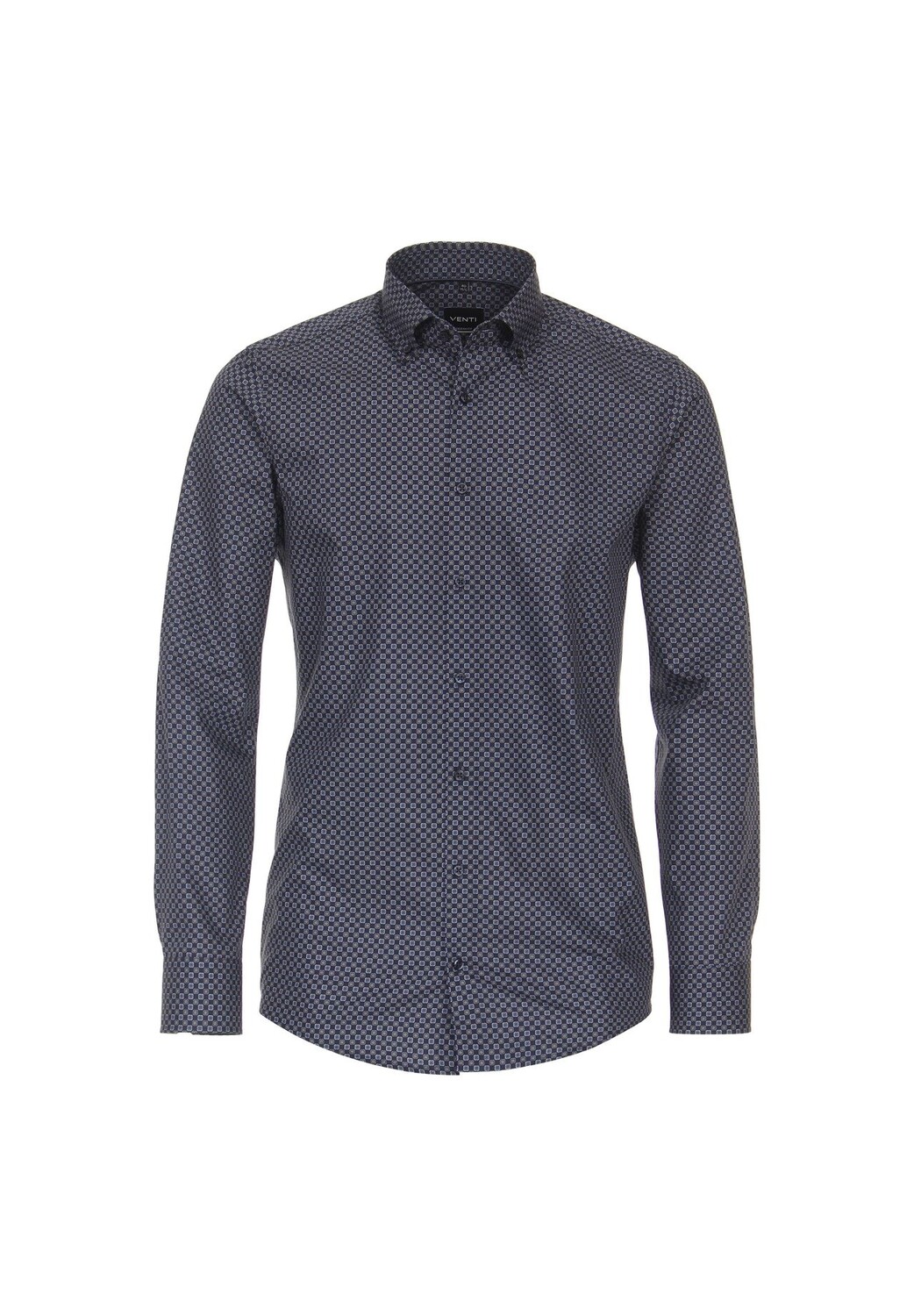 

Мужская деловая рубашка с принтом современного кроя Venti, темно-синий