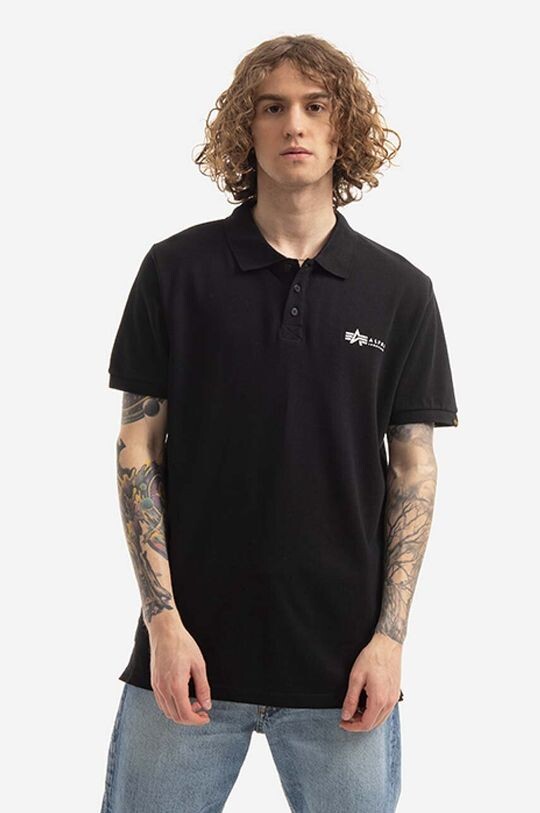 

Хлопковая рубашка-поло Basic Alpha Industries, черный