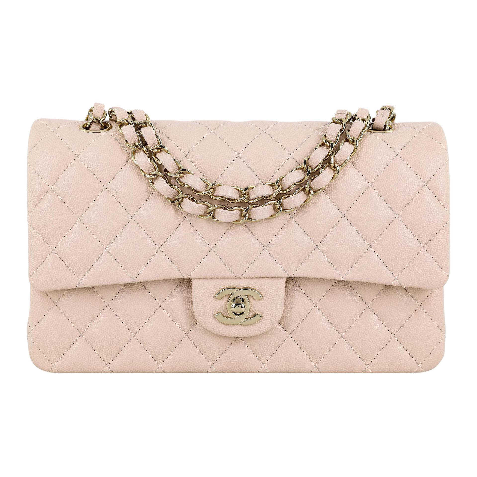 

CHANEL Классическая сумка через плечо с клапаном из зернистой телячьей кожи цвета слоновой кости