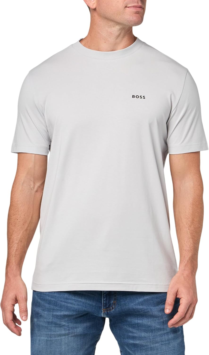 

Футболка BOSS Men's Contrast Logo из хлопка и эластичного хлопка, High Rise Grey