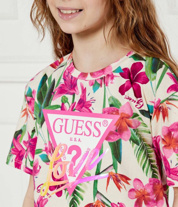 Футболка детская Guess с цветочным принтом, мультиколор — фото 4