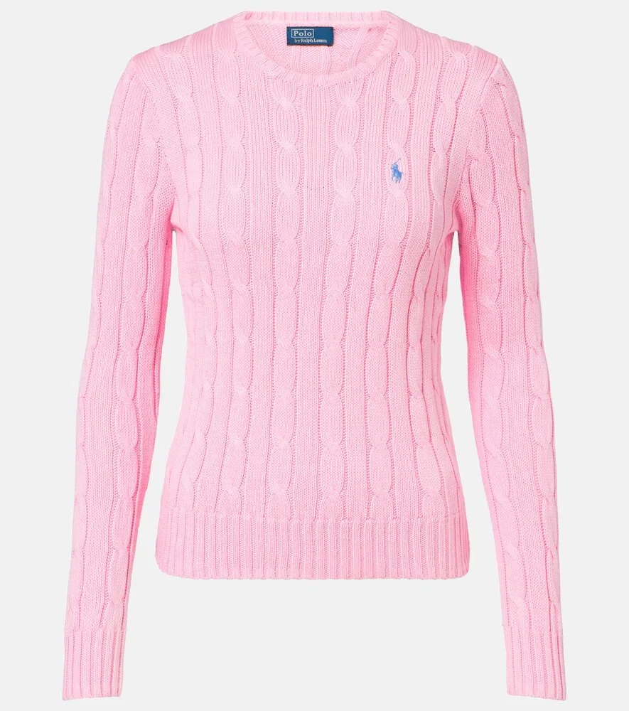 Хлопковый свитер крупной вязки Polo Ralph Lauren, розовый