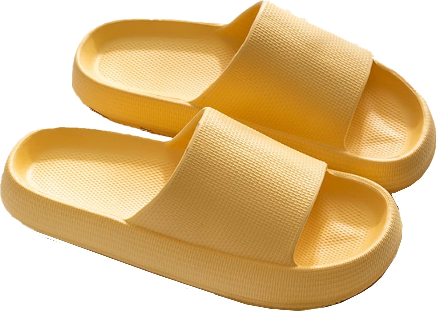 

Шлепанцы BASKANIA Cloud для женщин и мужчин, с подушечкой, противоскользящие, для ванной и душа, мягкая толстая подошва, для дома и улицы, мягкие и удобные с открытым носком, желтый