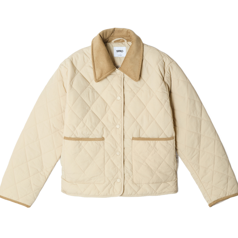 

Пуховик женский Lapel Moderate SPAO, бежевый желтый