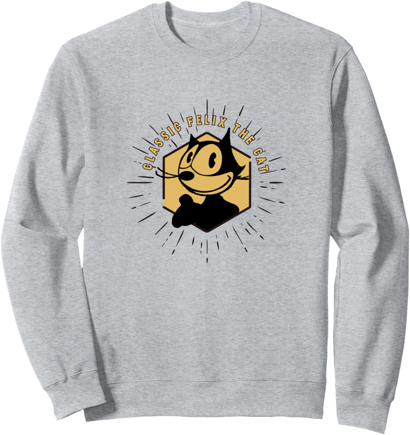 

Классическая толстовка с изображением кота Феликса (шестиугольник) Felix The Cat, серый
