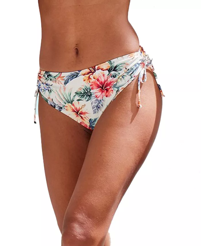 

Женский купальник-бикини со средней посадкой и тропическим принтом. Низ LASCANA, белый