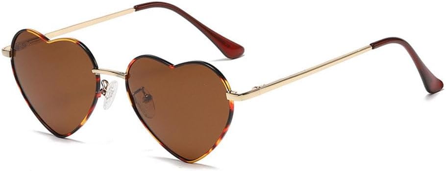 

Солнцезащитные очки в форме сердца с поляризацией, для женщин и мужчин, дизайнерские очки для вечеринок, для активного отдыха, защита от УФ-излучения UV400 HYYZZC, Coffee-leopard