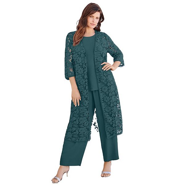 

Женский plus size 3-piece комплект с кружевом duster pant - формальная одежда Roaman'S
