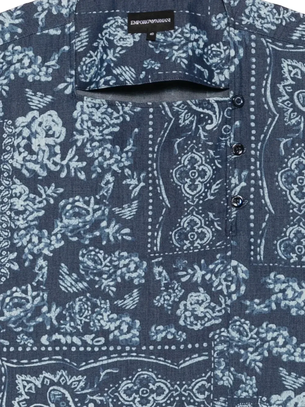 Блузка с цветочным принтом EMPORIO ARMANI, синий — фото 3