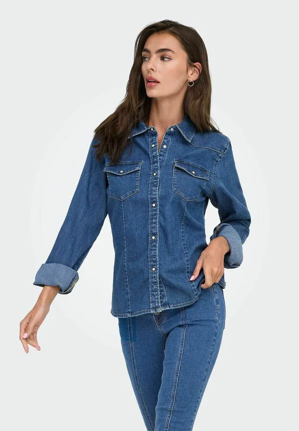 

Блузка onlasia на пуговицах Only, Dark Blue Denim