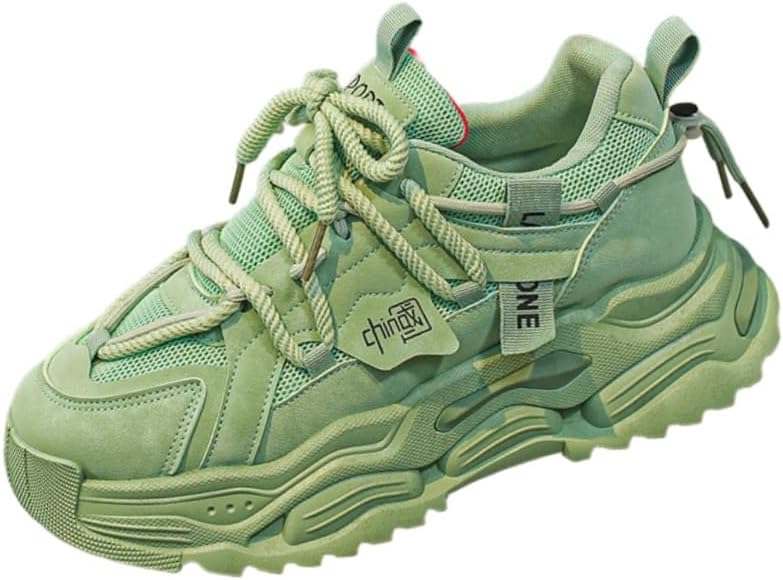 

Мужские модные спортивные кроссовки- на толстой подошве и с увеличенным ростом, удобные и дышащие, повседневный стиль на шнуровке, подходят для повседневной носки на открытом воздухе Fusecottc, зеленый