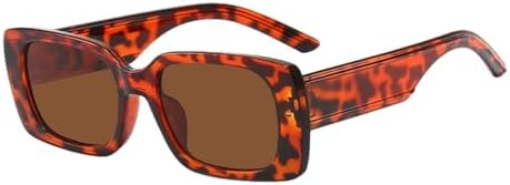 

Солнцезащитные очки в стиле ретро 2026 года, прямоугольные, модные, винтажные, в квадратной оправе, черные, в стиле стимпанк, с леопардовым принтом, один размер MTZJH, One Color