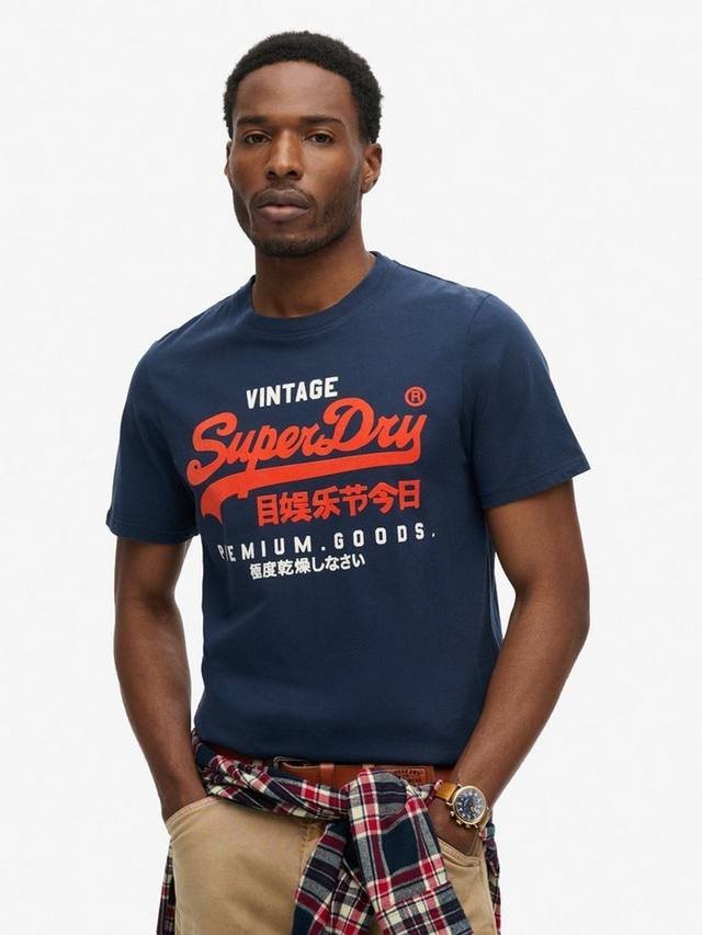 

Футболка с винтажным логотипом duo Superdry, цвет Richest Navy/Multi