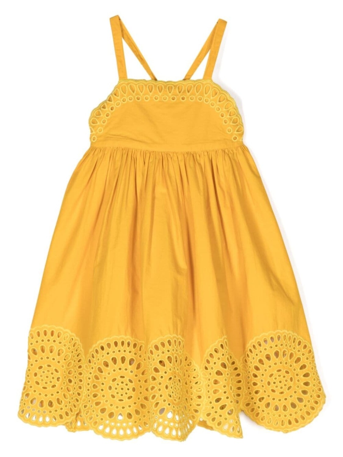 

Stella McCartney Kids платье ампирного силуэта с английской вышивкой, желтый
