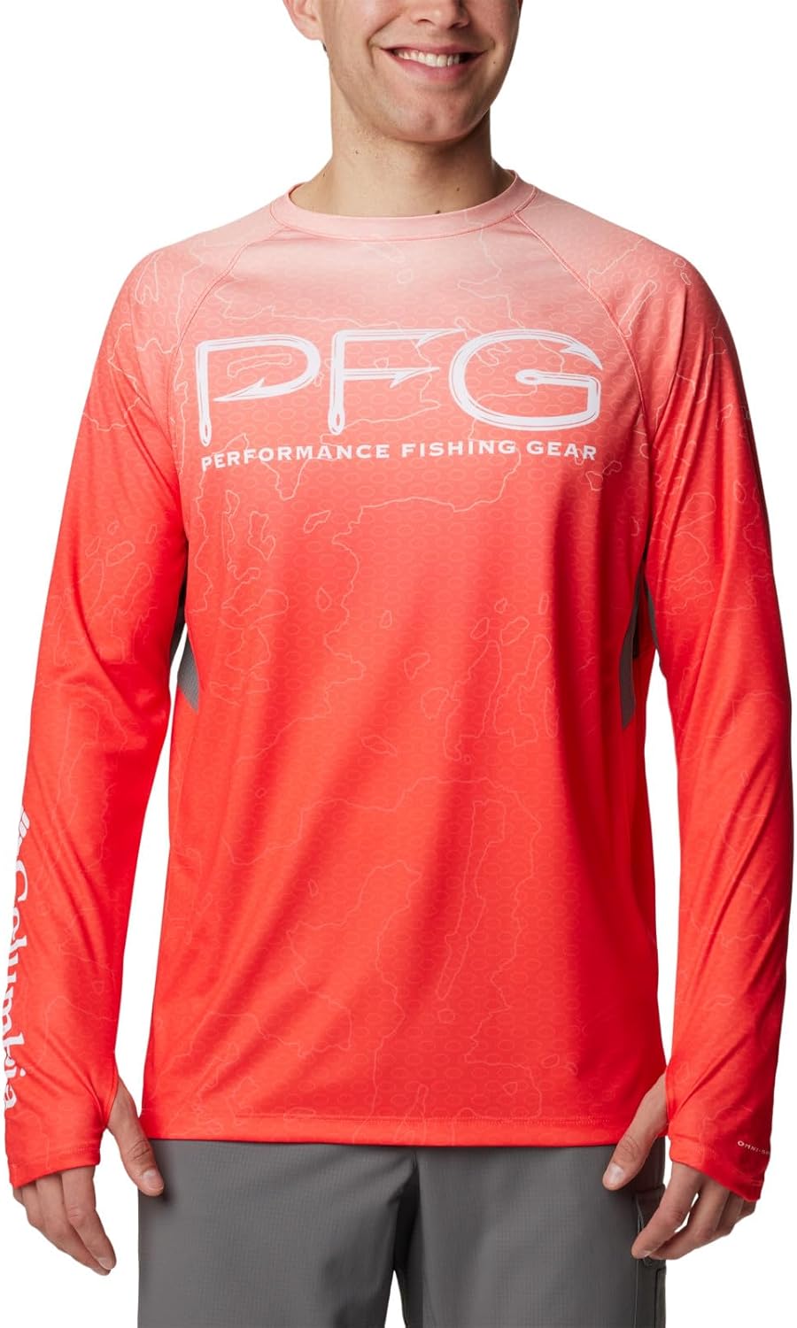 

Columbia мужская футболка Super Terminal Tackle Vent с длинным рукавом, Bright Poppy Terminal Techcamo/City Grey, Серый, Columbia мужская футболка Super Terminal Tackle Vent с длинным рукавом, Bright Poppy Terminal Techcamo/City Grey