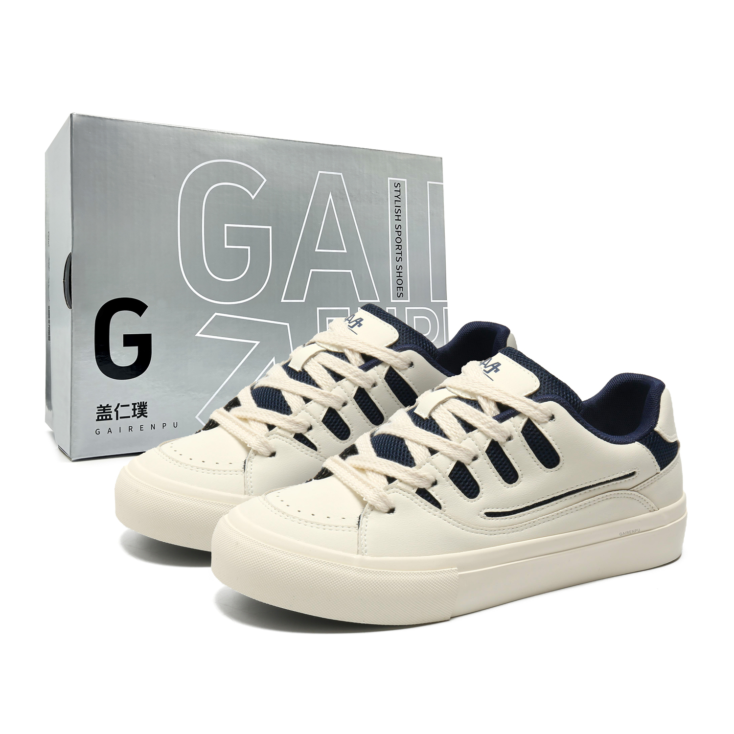 

Gai Renpu Скользоустойчивые дышащие низкие скейтерские кроссовки для мужчин с эффектом увеличения роста - бежево-голубые [Коробка], цвет Beige Blue[Box]