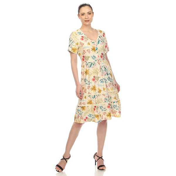 

Женское платье с цветочным принтом с коротким рукавом до колена Wm Fashion, Beige