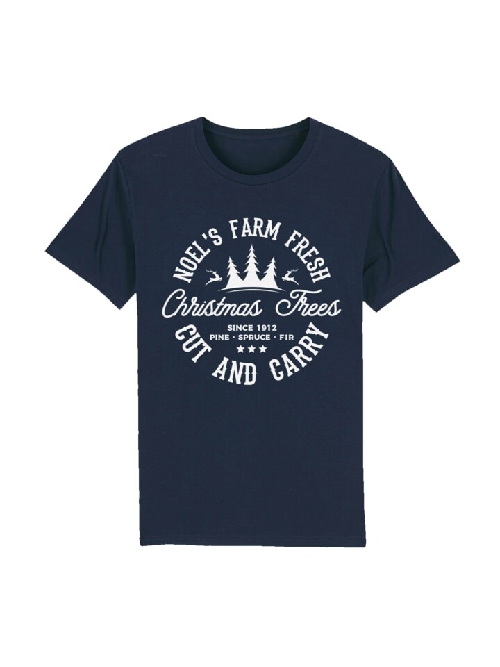 

Футболка F4NT4STIC T-Shirt Weihnachts Trees Farm Retro Sign, цвет french navy