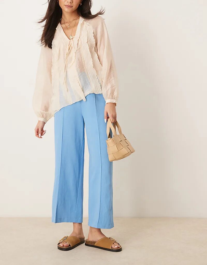 

Льняные брюки-кюлоты ASOS DESIGN синего цвета