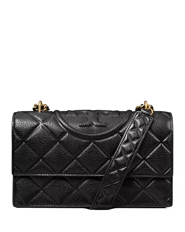 

Маленькая кожаная сумка через плечо Fleming Tory Burch, черный