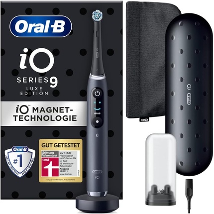 

Электрическая зубная щетка Oral-B Io Series 9 Luxe Edition 7 режимов чистки Цветной дисплей Зарядный дорожный футляр и косметичка Черный оникс, Oral B