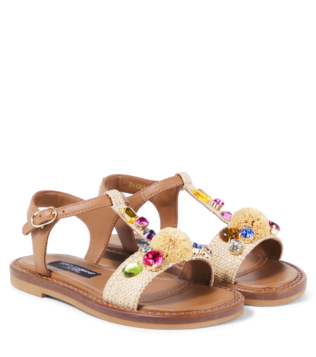 

Украшенные сандалии с эффектом рафии Dolce&Gabbana Kids, Naturale/Multicolor