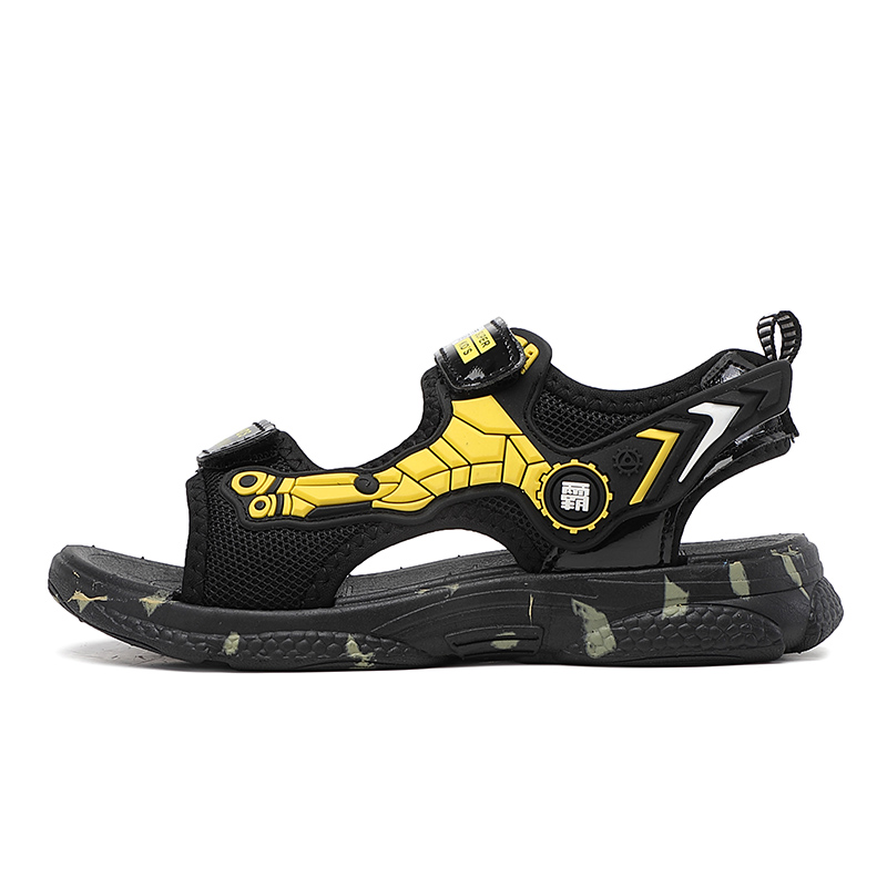 

Детские сандалии с низким верхом, противоскользящие, амортизирующие, устойчивые к истиранию, с отскоком Marcolor, черный/желтый