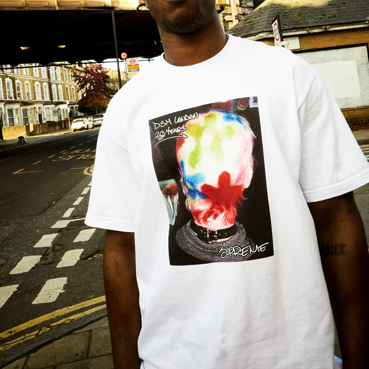 Футболка x dover street market london 20th anniversary Supreme, белый — фото 3