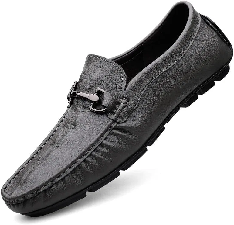 Лоферы мужские, кожа, крокодиловая текстура, Loafers, Grey SayfuR