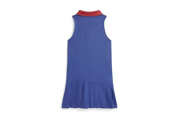 Платье Polo с плиссированной сеткой модель Pleated Mesh 1/4 Zip Polo Dress Polo Ralph Lauren Kids, Bottle Green — фото 2