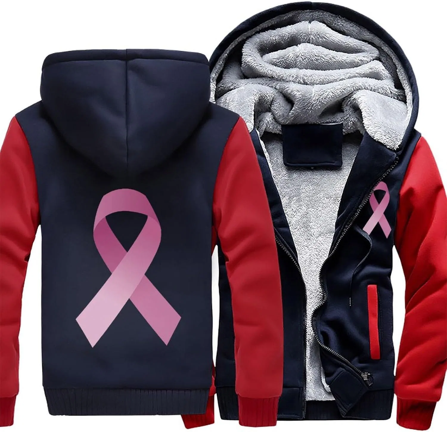 Толстовка на молнии Awareness Ribbon, красный — фото 3