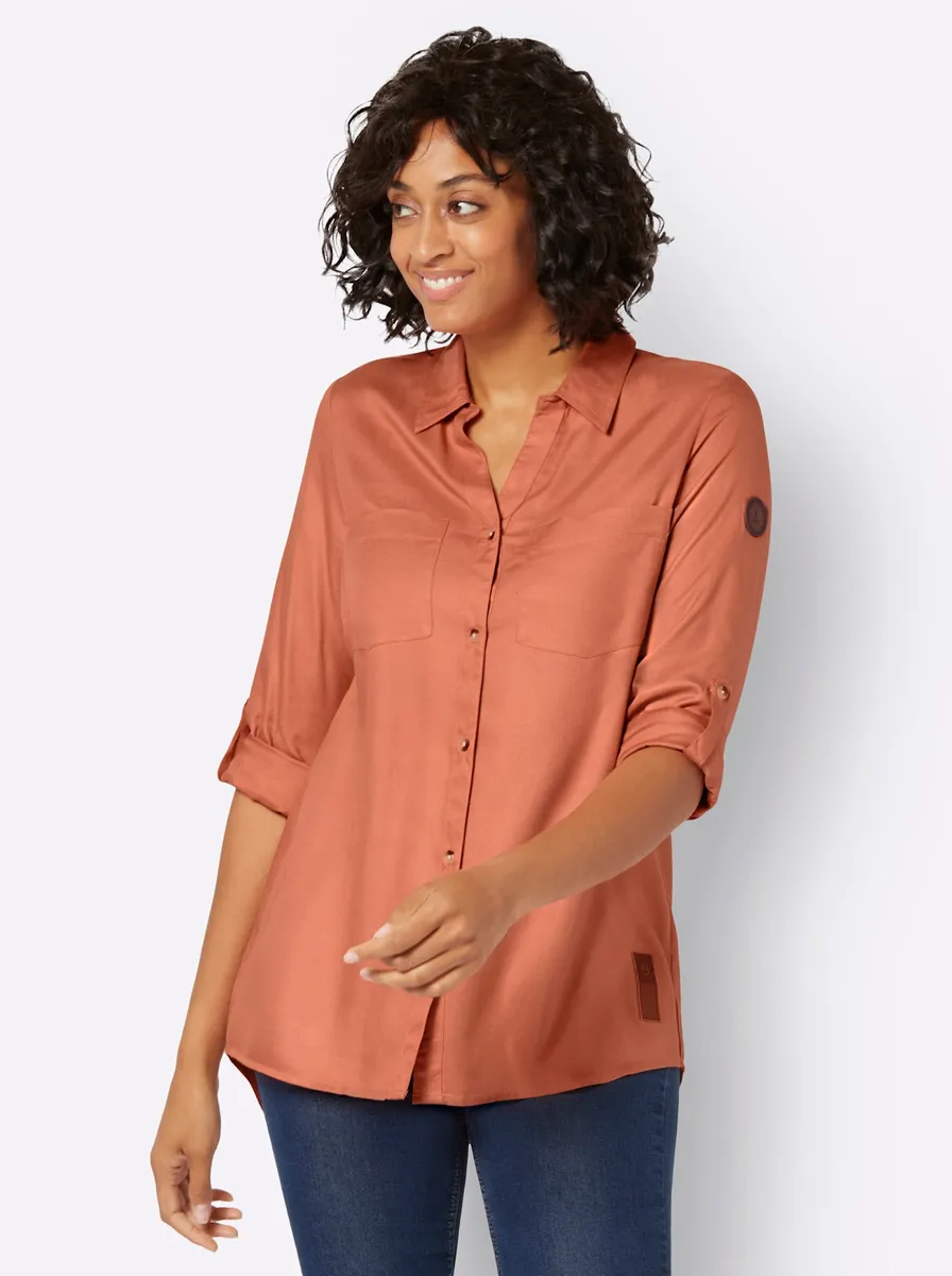

Повседневный образ, длинная блузка Casual Looks, цвет Papaya