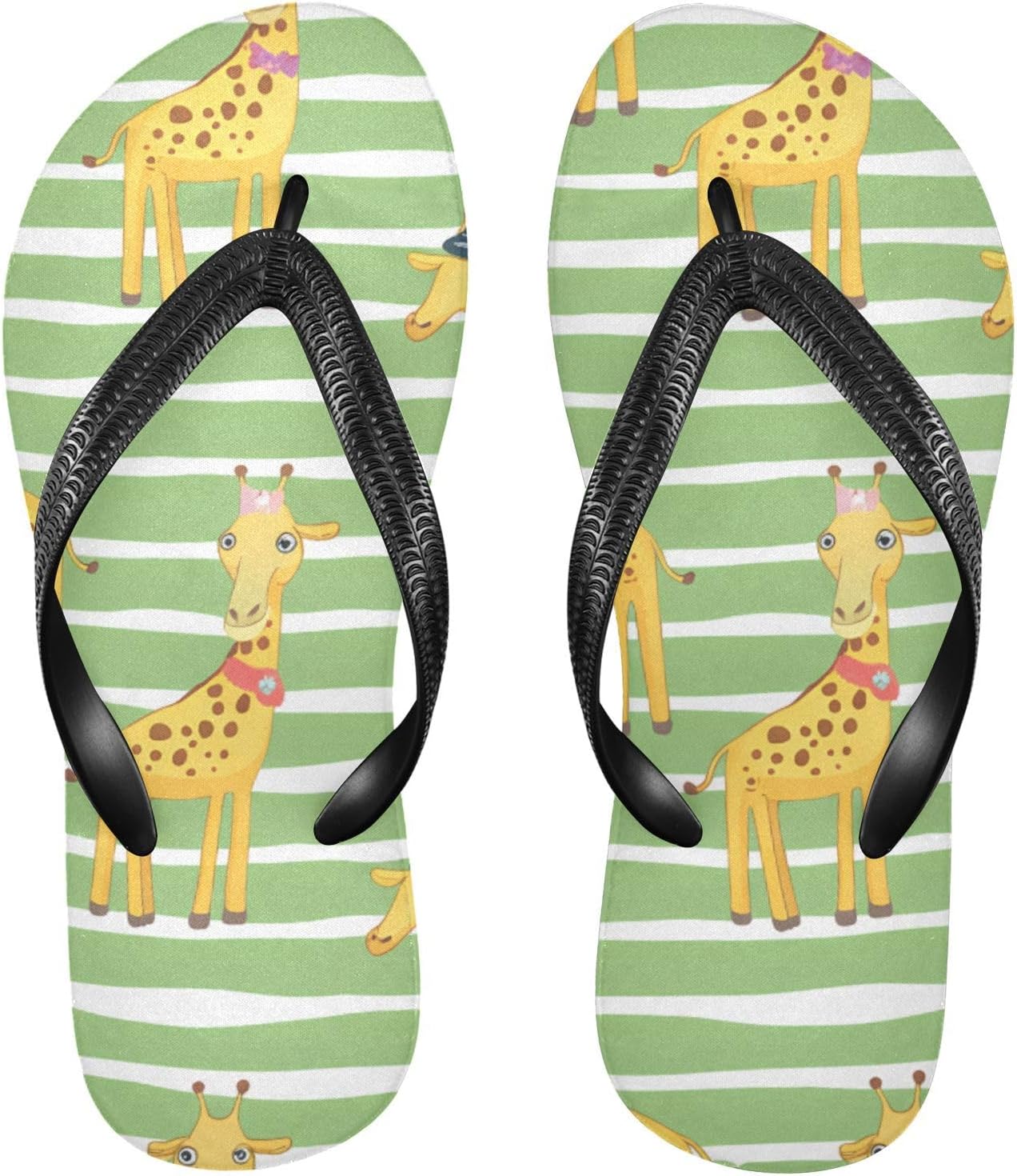 

Сандалии для пляжа и душа с зелеными полосками и рисунком жирафа, летние повседневные, для женщин и мужчин 20861749 Kfbe
